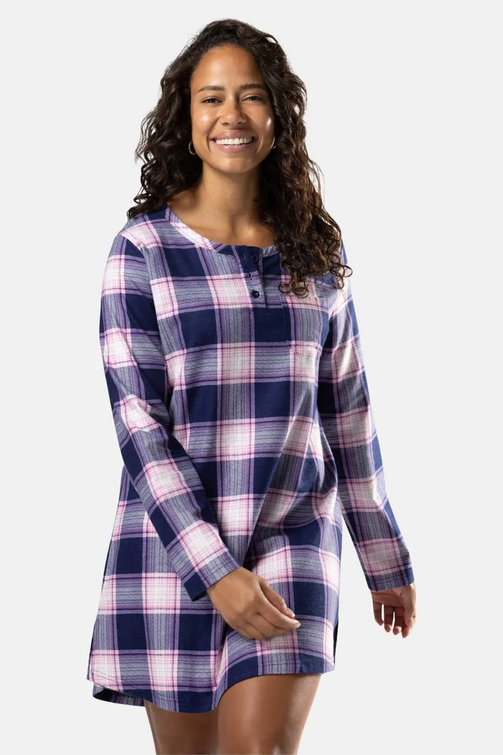 Women's EcoFlannel™ Above Knee Henley Nightshirt